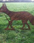 Rusty Metal Walking Fox Garden Decoration