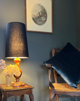 Black Cotton Lampshade | Extra Tall Cone Light Shade | Bespoke Handmade UK