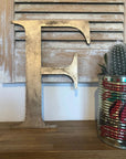 Distressed Gold 5" or 12" Classic Metal Letters, A-Z, 0-9