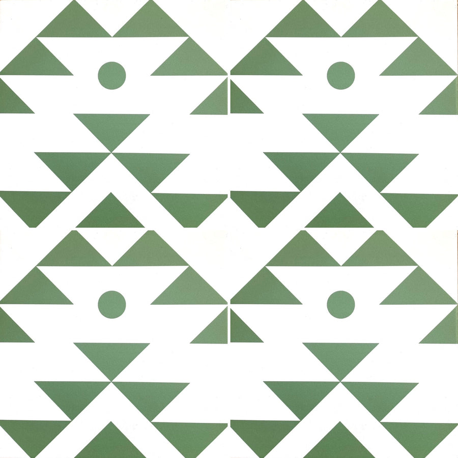 LIMA premium porcelain tile, bold patterned design, modern South American aesthetic, green and white, slip-resistant, no sealing required, indoor outdoor use by Maria Starling Design at brixbailey.com