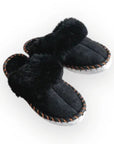 Adult Natural Sheepskin Mules - Black