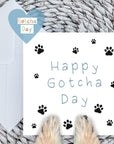 Happy gotcha day card in blue