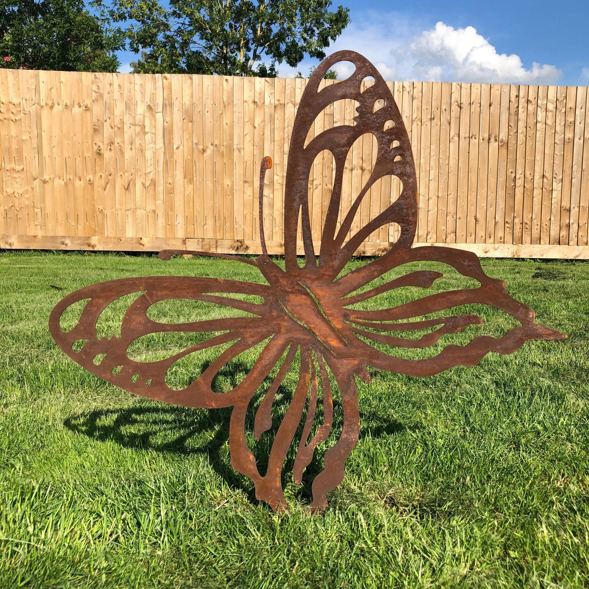 Large Rusty Metal Butterfly Garden Decoration