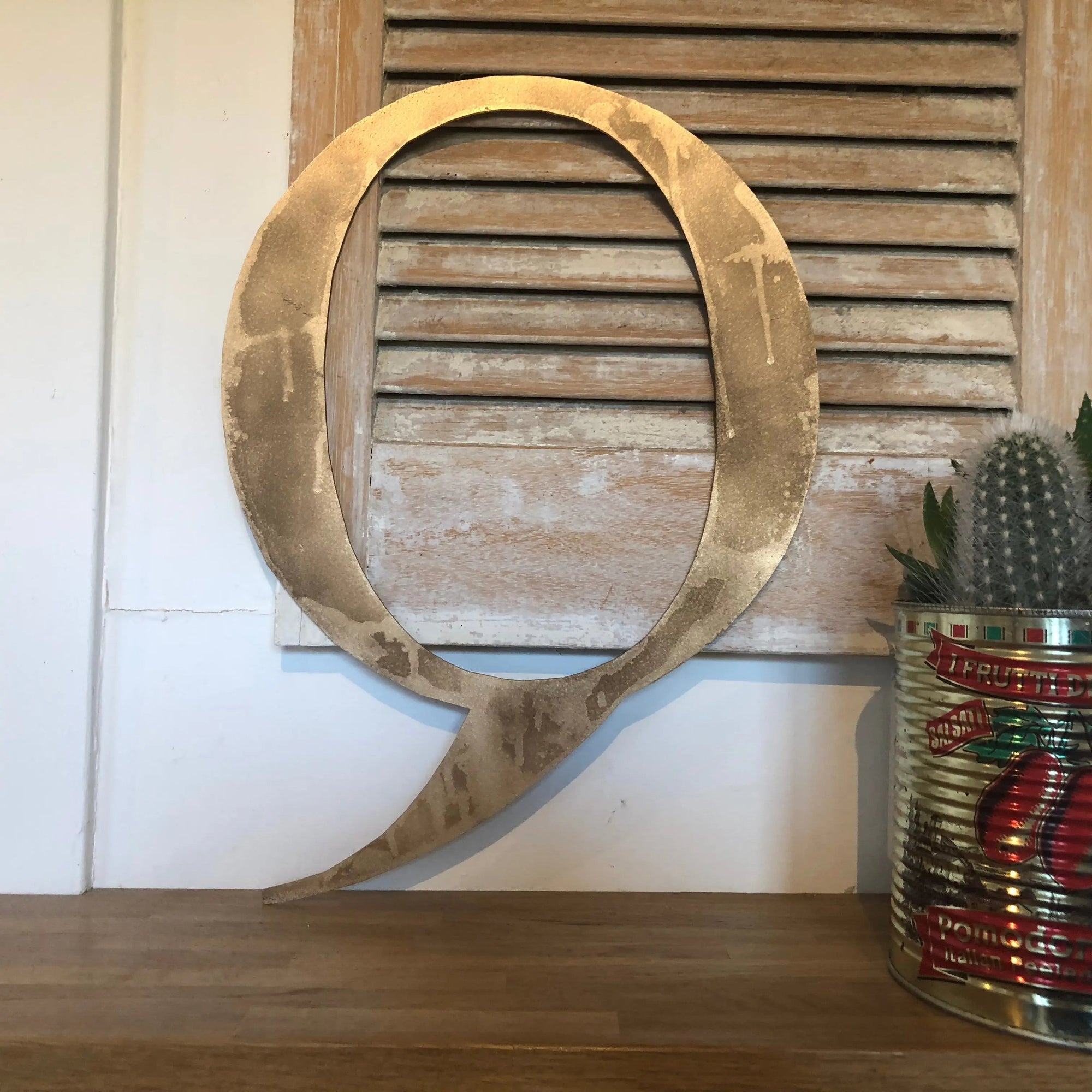 Distressed Gold 5" or 12" Classic Metal Letters, A-Z, 0-9