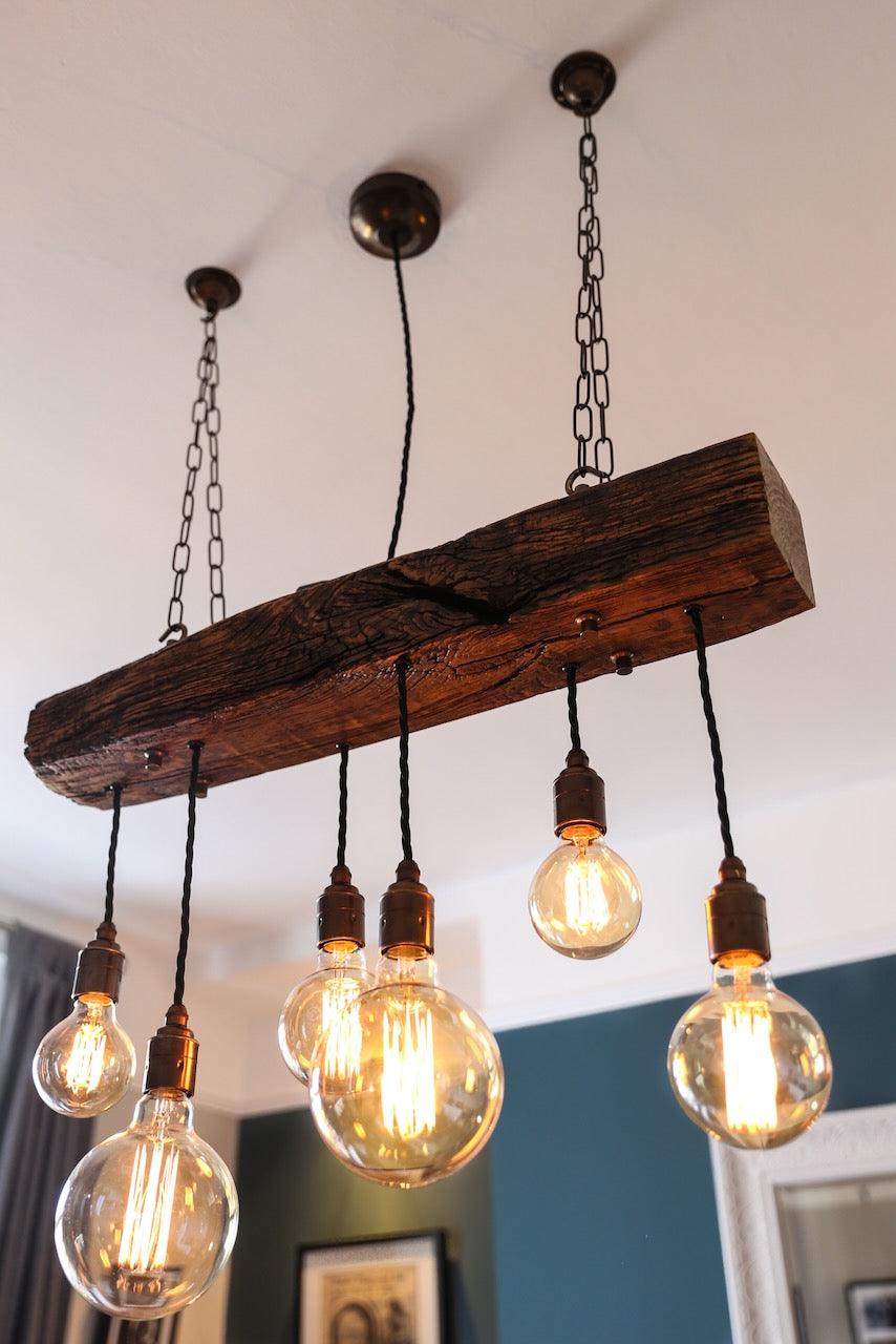 Oak Beam Chandelier | Rustic Kitchen Island &amp; Dining Lighting UK