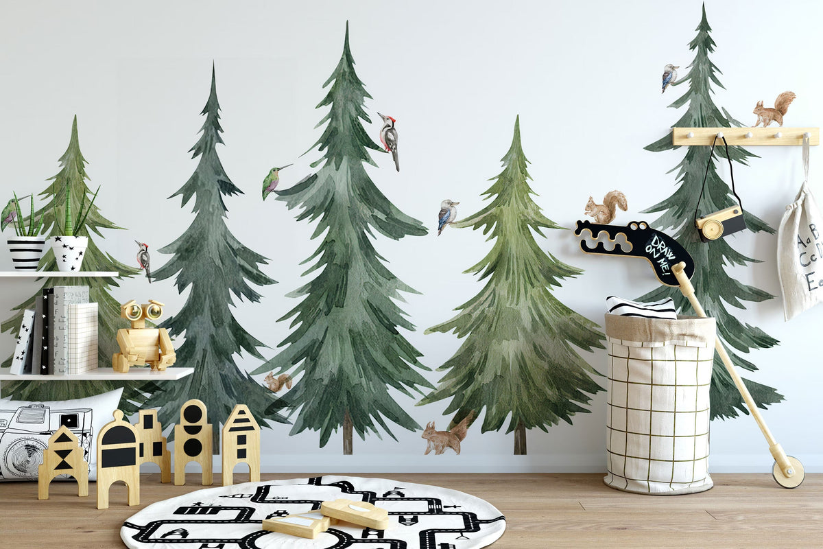 Forest Tree Wall Decal – Woodland Animals and Trees for Kids’ Rooms &amp; Nurseries