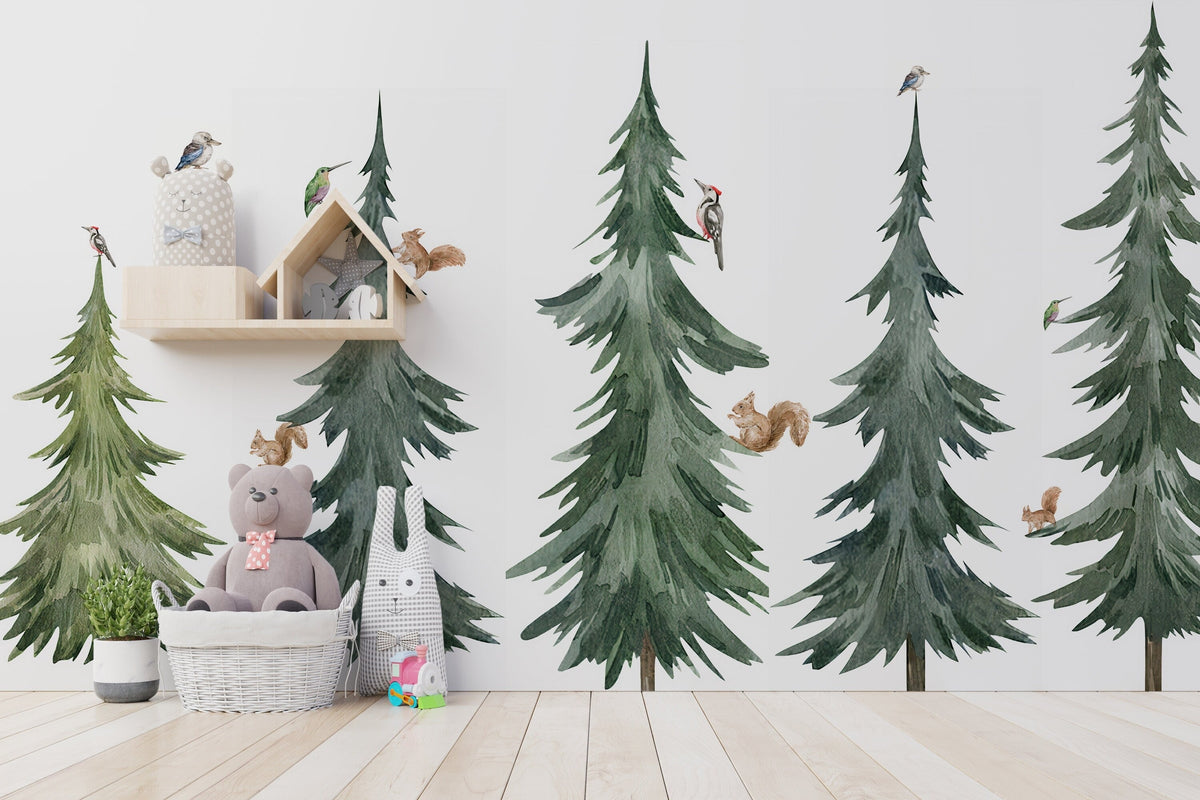 Forest Tree Wall Decal – Woodland Animals and Trees for Kids’ Rooms &amp; Nurseries
