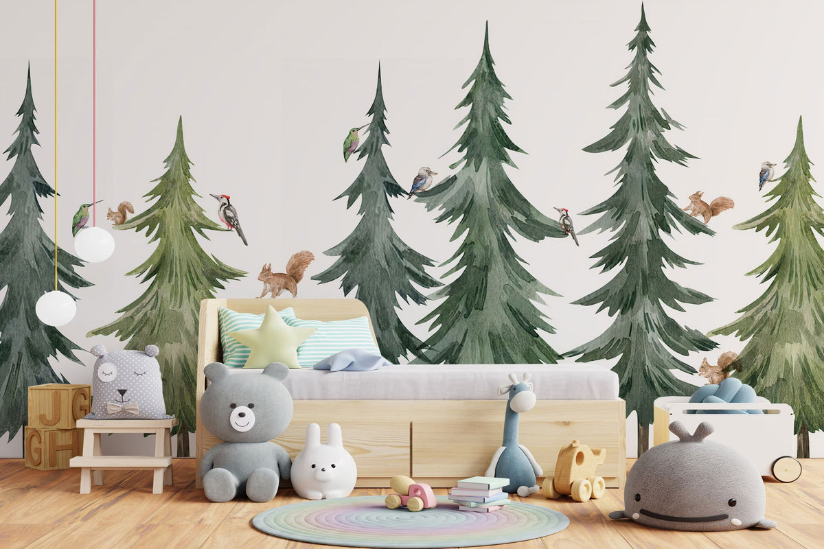 Forest Tree Wall Decal – Woodland Animals and Trees for Kids’ Rooms &amp; Nurseries