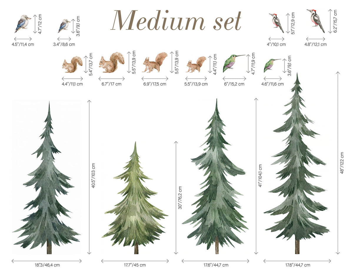 Forest Tree Wall Decal – Woodland Animals and Trees for Kids’ Rooms &amp; Nurseries