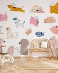 Hand Drawn Dogs Nursery Wall Decals - Cute Puppy Wall Stickers for Baby Room Décor & Kids Bedroom Art