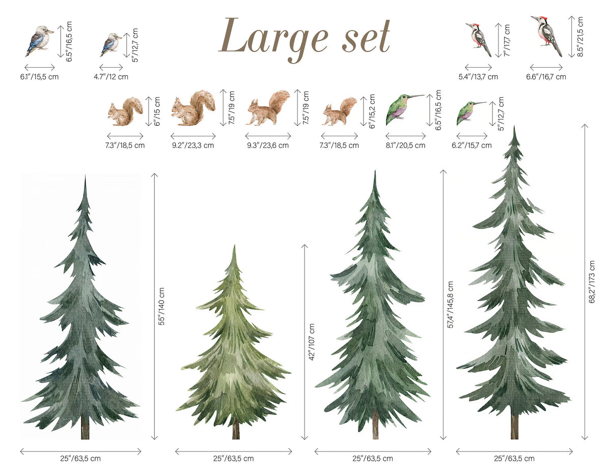 Forest Tree Wall Decal – Woodland Animals and Trees for Kids’ Rooms &amp; Nurseries