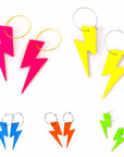 Green neon cork lightning earrings