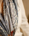 Indigo Floral Silk Scarf