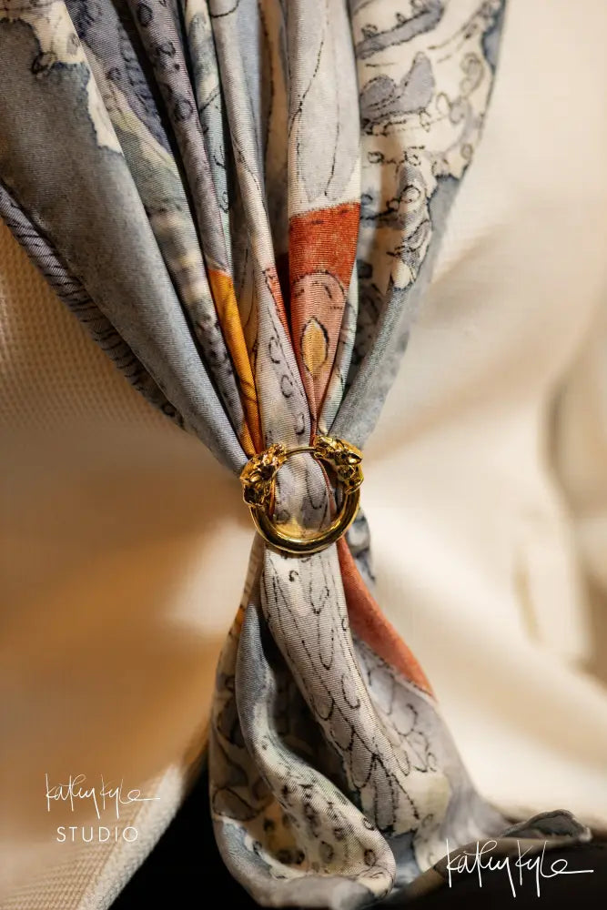 Indigo Floral Silk Scarf