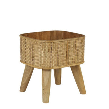Luxury Cana rattan planter, stylish contemporary houseplant display, doubles as side table, matches rattan rectangular table by Ella James at brixbailey.com