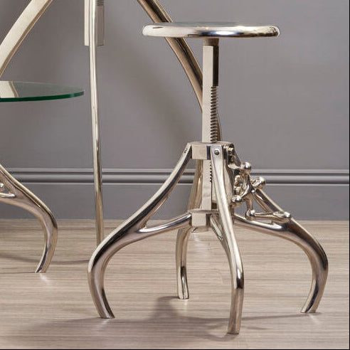 Maxi Silver Finish Adjustable Stool