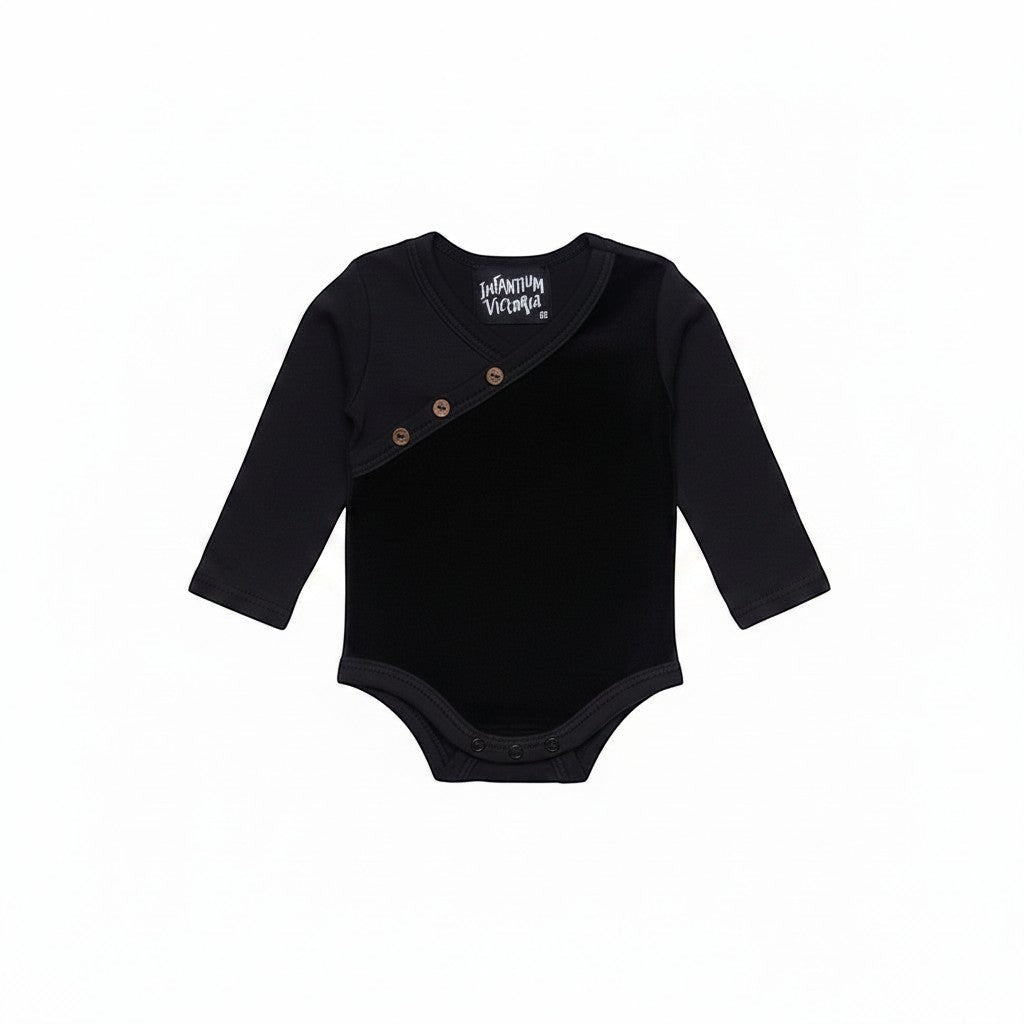 Black Baby Onesie with Velvet Detail