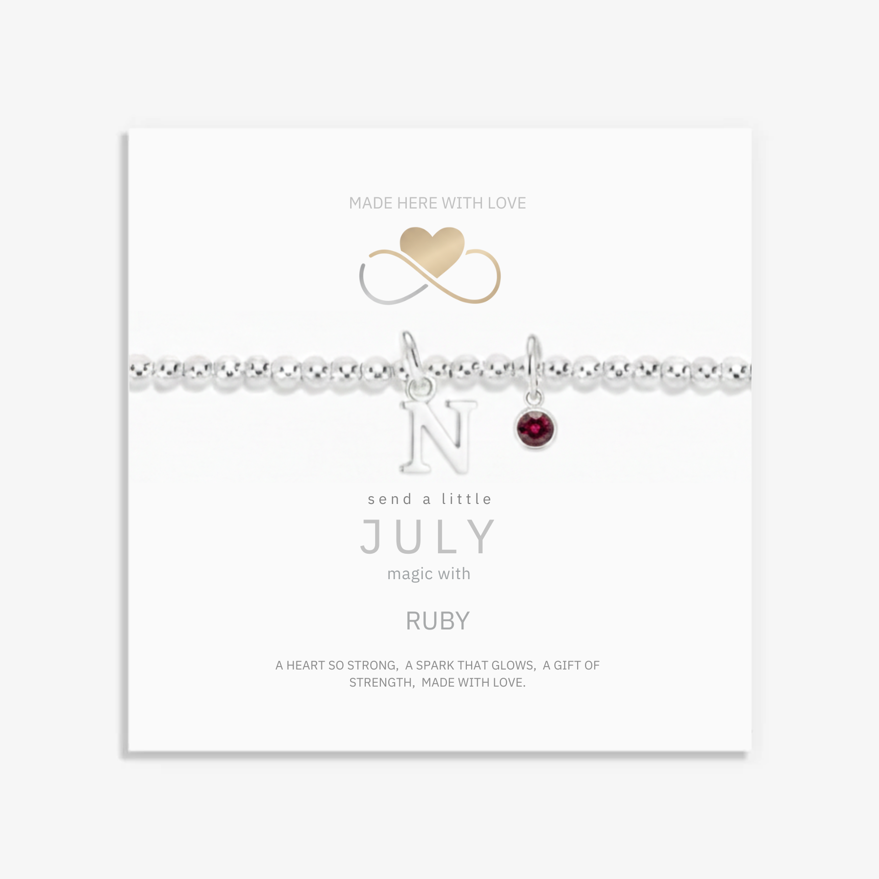 July Birthstone &amp; Initial Letter Charm Bracelet