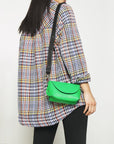 Handmade Neon Green Leather Shoulder Bag