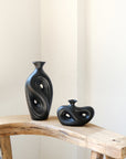 Handmade Contemporary Abstract Ceramic Black Flower Vase - Decorative Irregular Vase-0