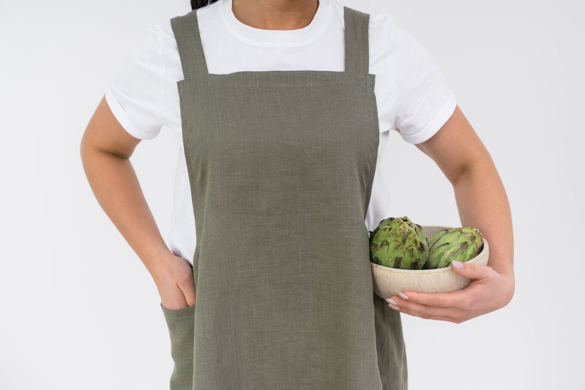 Japanese Style Linen Apron for Cooking and Crafts