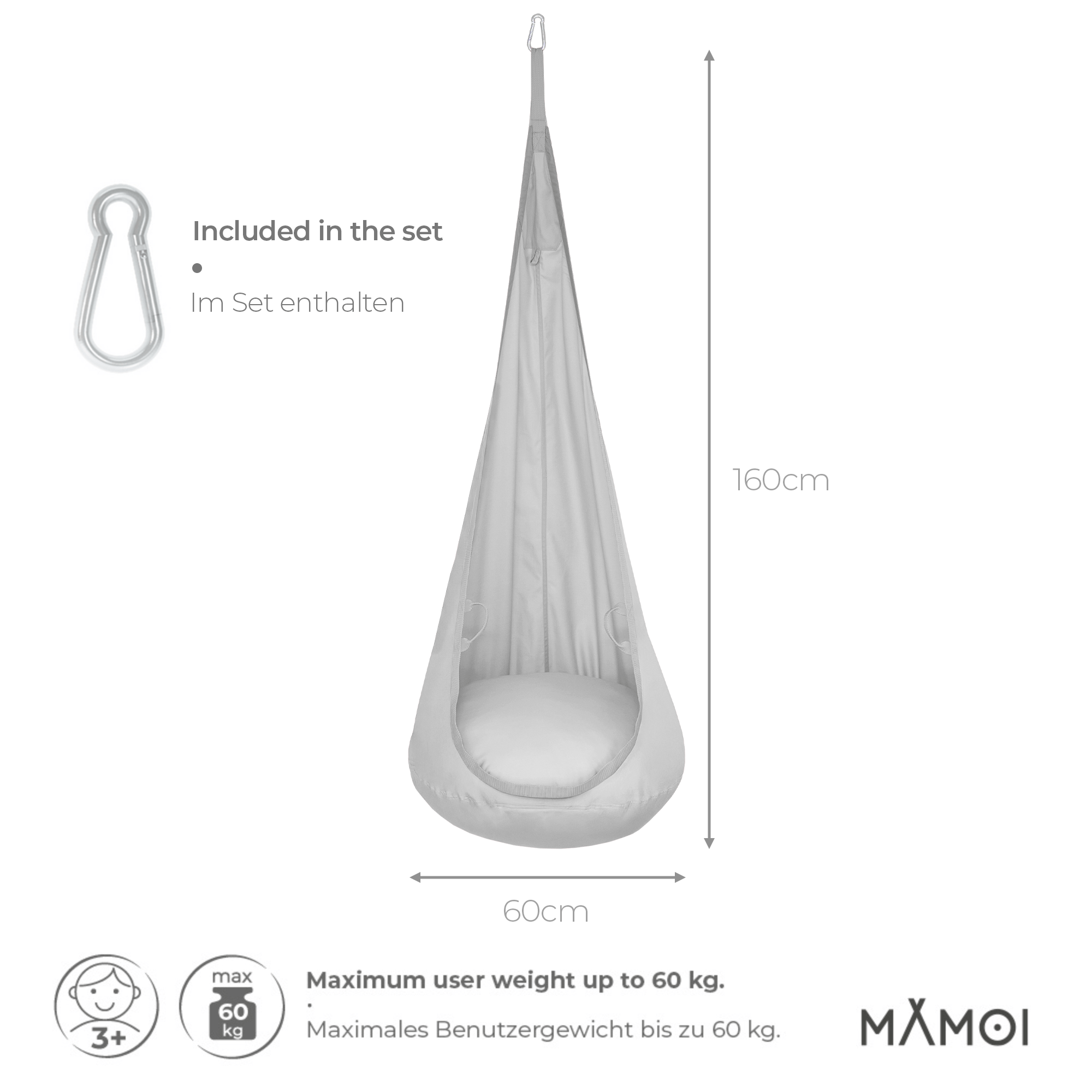 MAMOI® Cocon hamac pour enfant, Fauteuil suspendu pour bebe, Balançoire thérapeutique de coton, Balancoire sensorielle interieur, Jeu sensoriel autisme-1