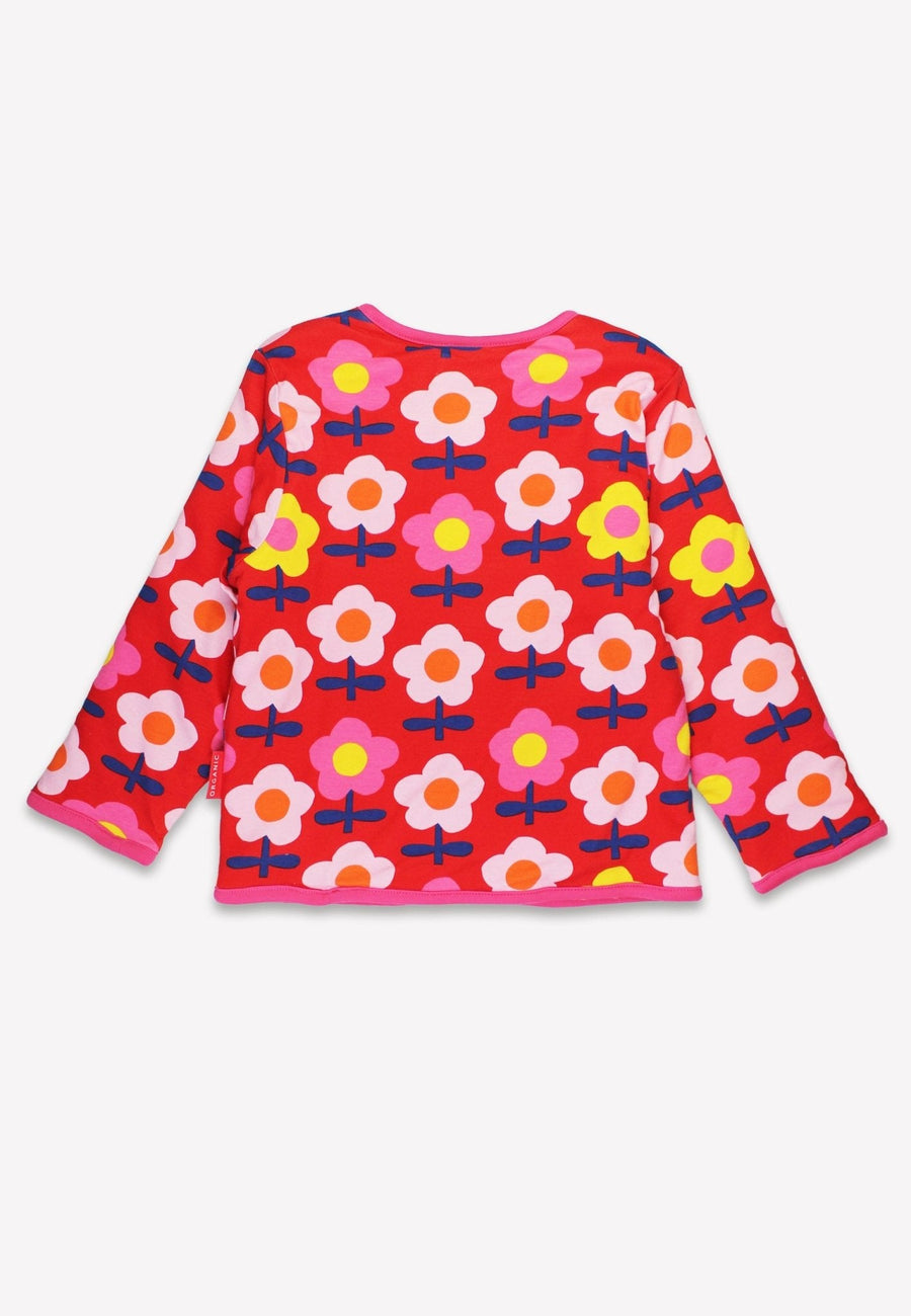 Cheerful Reversible Kids Jacket with Colorful Retro Flower Print, Fleece-Lined and Eco-Friendly Organic Cotton by Toby Tiger at brixbailey.com