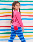 Premium Blue Striped Organic Cotton Baby Jogger Pants with Elastic Waistband, Eco-Friendly and Stylish for Playtime by Toby Tiger at brixbailey.com