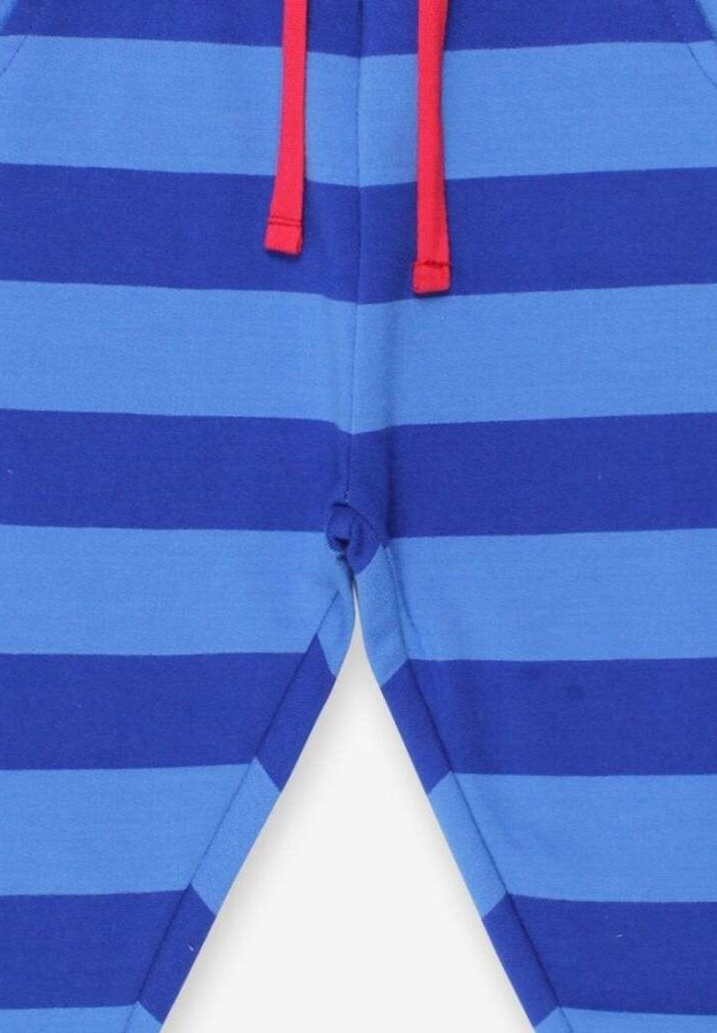 Premium Blue Striped Organic Cotton Baby Jogger Pants with Elastic Waistband, Eco-Friendly and Machine Washable by Toby Tiger at brixbailey.com