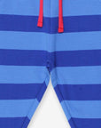 Premium Blue Striped Organic Cotton Baby Jogger Pants with Elastic Waistband, Eco-Friendly and Machine Washable by Toby Tiger at brixbailey.com