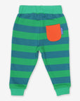 Premium green striped organic cotton baby jogger pants, stylish and comfortable for playtime by Toby Tiger at brixbailey.com