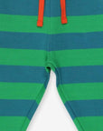 Premium green striped organic cotton baby joggers, stylish and comfortable for playtime by Toby Tiger at brixbailey.com