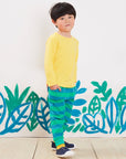 green striped organic cotton baby jogger pants, premium handcrafted eco-friendly jogging trousers for infants by Toby Tiger at brixbailey.com
