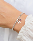 July Birthstone & Initial Letter Charm Bracelet