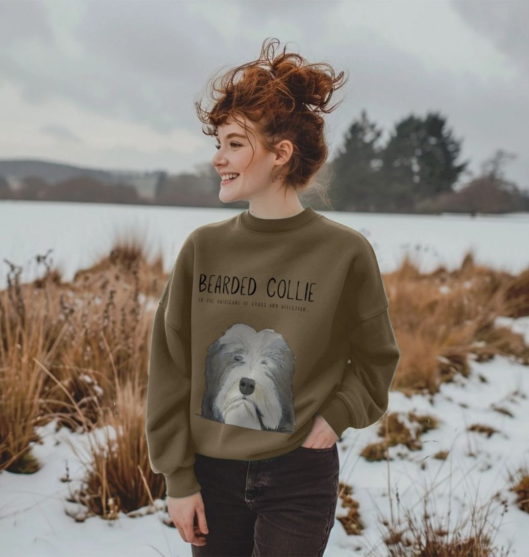 Hairicane of Cozy Chaos – Bearded Collie Oversized Sweatshirt