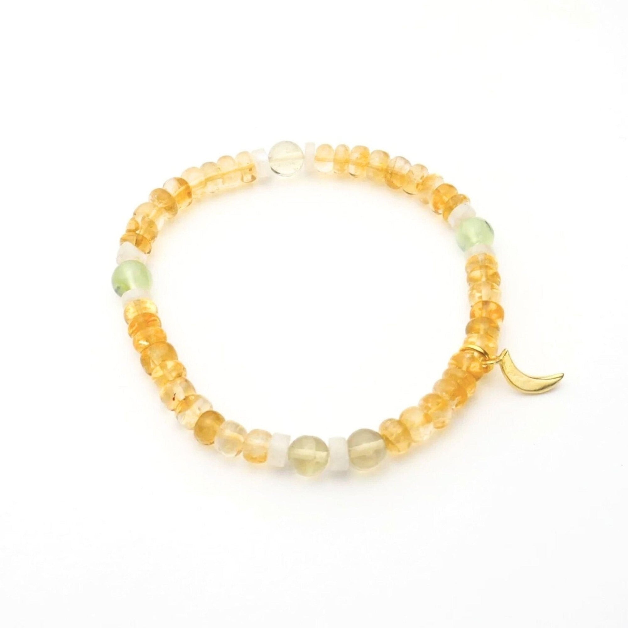 Citrine, Prenite, Moonstone Crystal &amp; Gold Jewellery Set