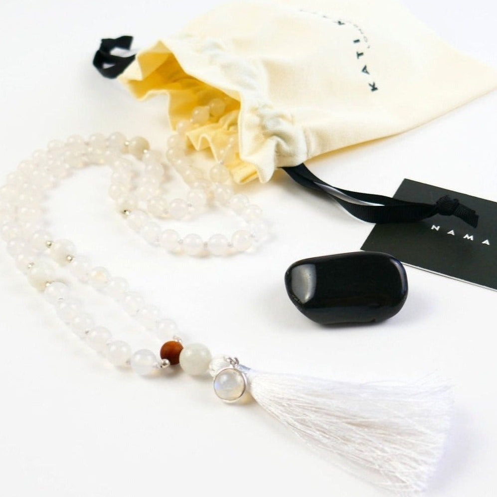 Selene Moonstone Crystal Mala Necklace