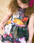 Kids Apron in Black Floral Cotton