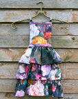 Kids Apron in Black Floral Cotton