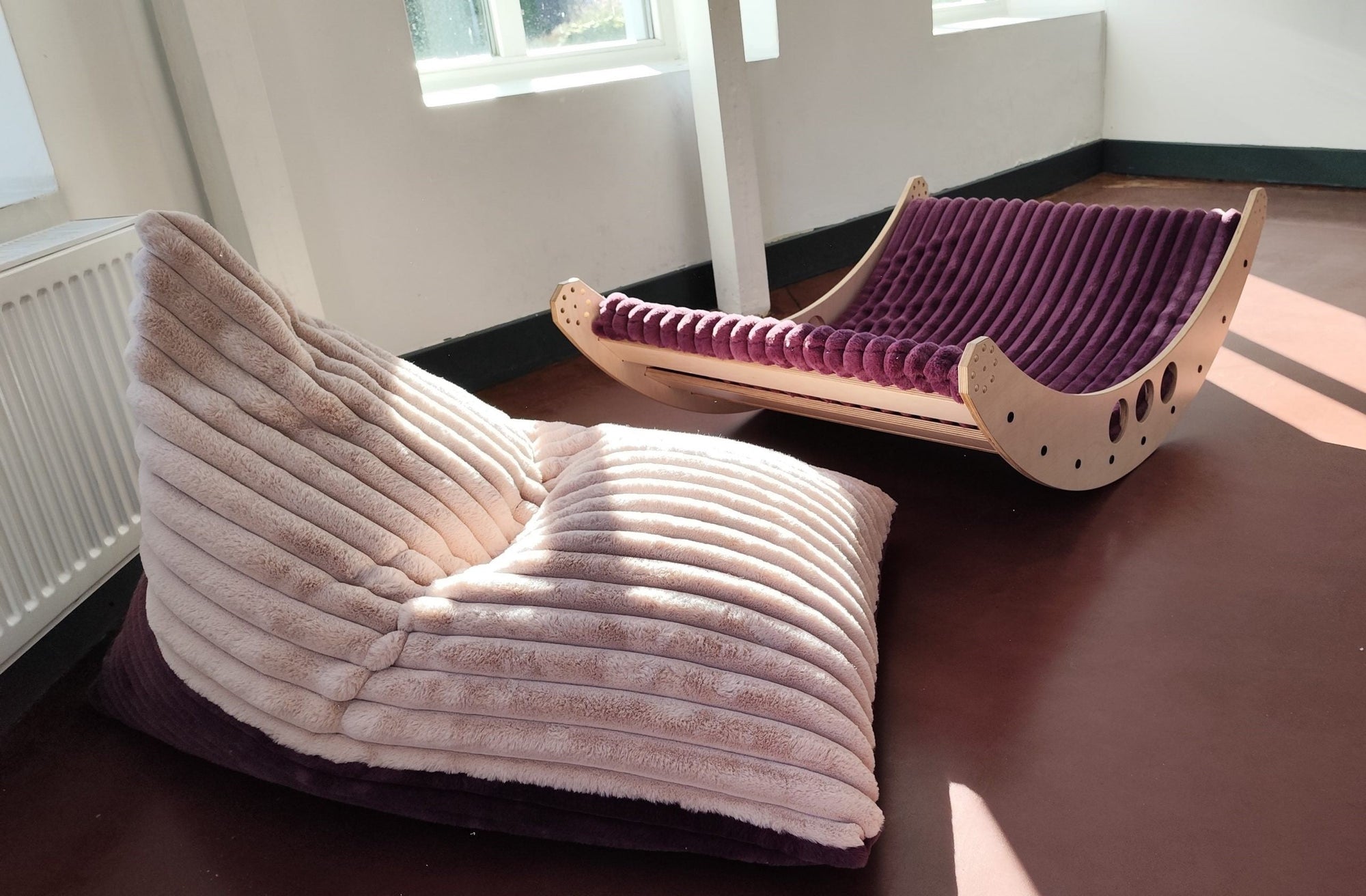 Kids Bean Bag Chair in Berry and Rose Mousse