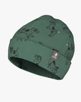 Kids Green Beanie Hat with Dog Print