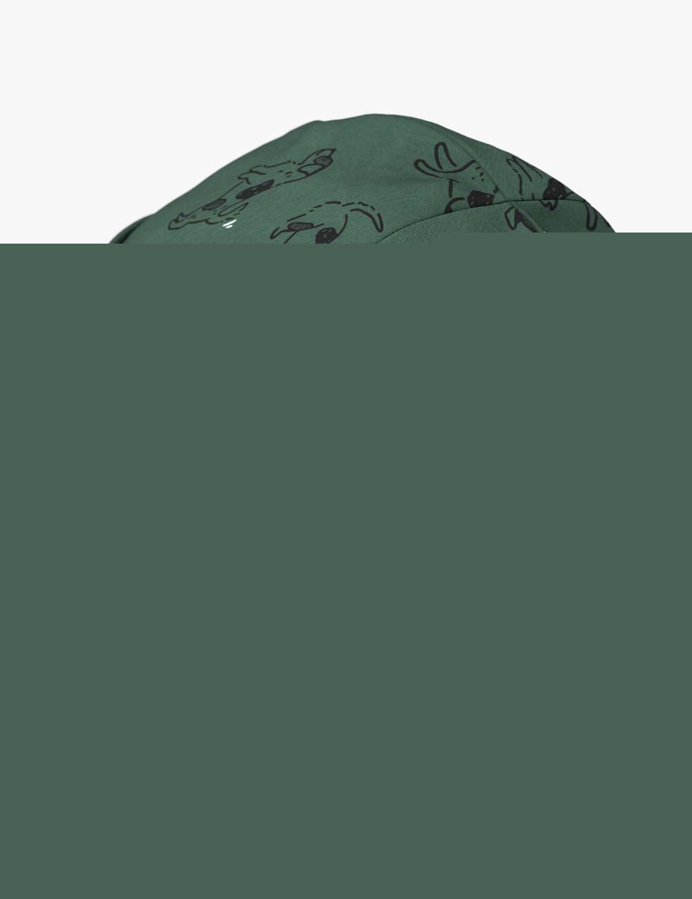 Kids Green Beanie Hat with Dog Print