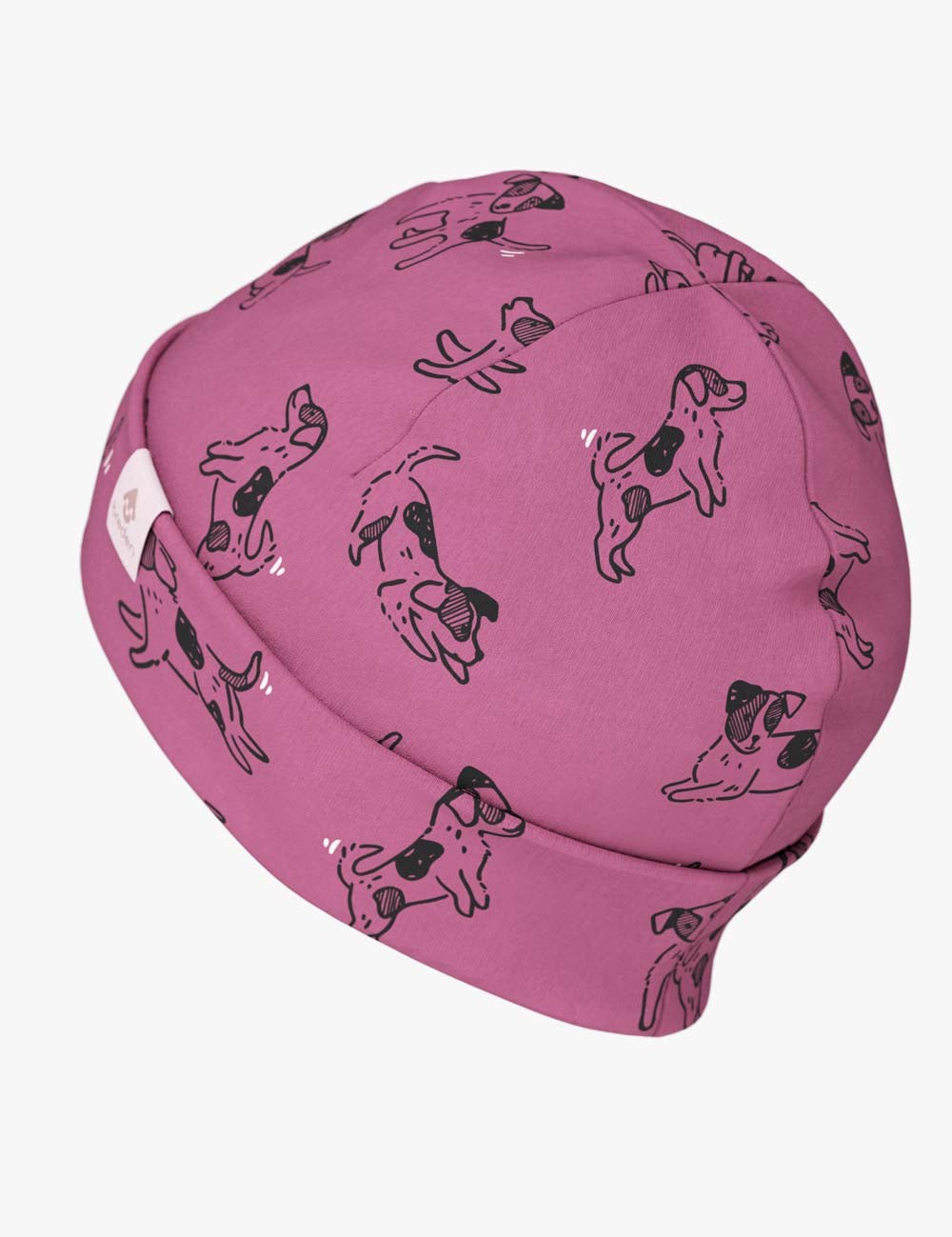 Kids Beanie with Pink Dog Design