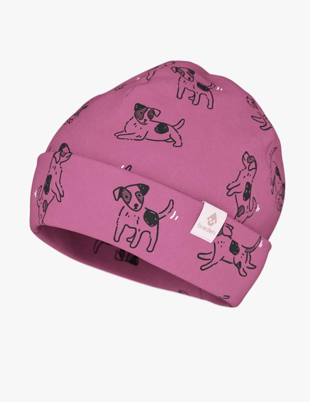 Kids Beanie with Pink Dog Design