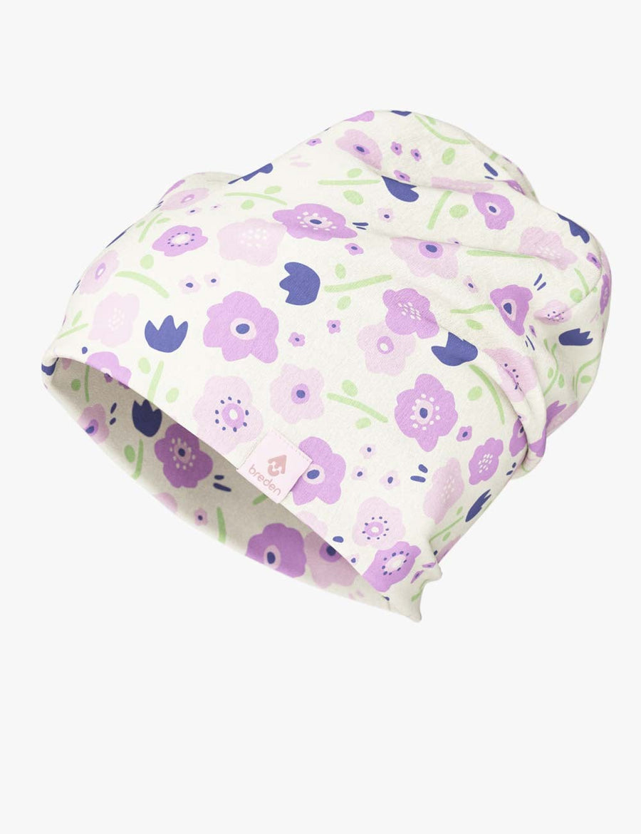 Kids Hat-Beanie for Autumn and Spring - Summer Flowers Pattern