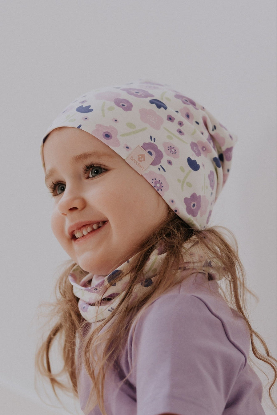 Kids Hat-Beanie for Autumn and Spring - Summer Flowers Pattern