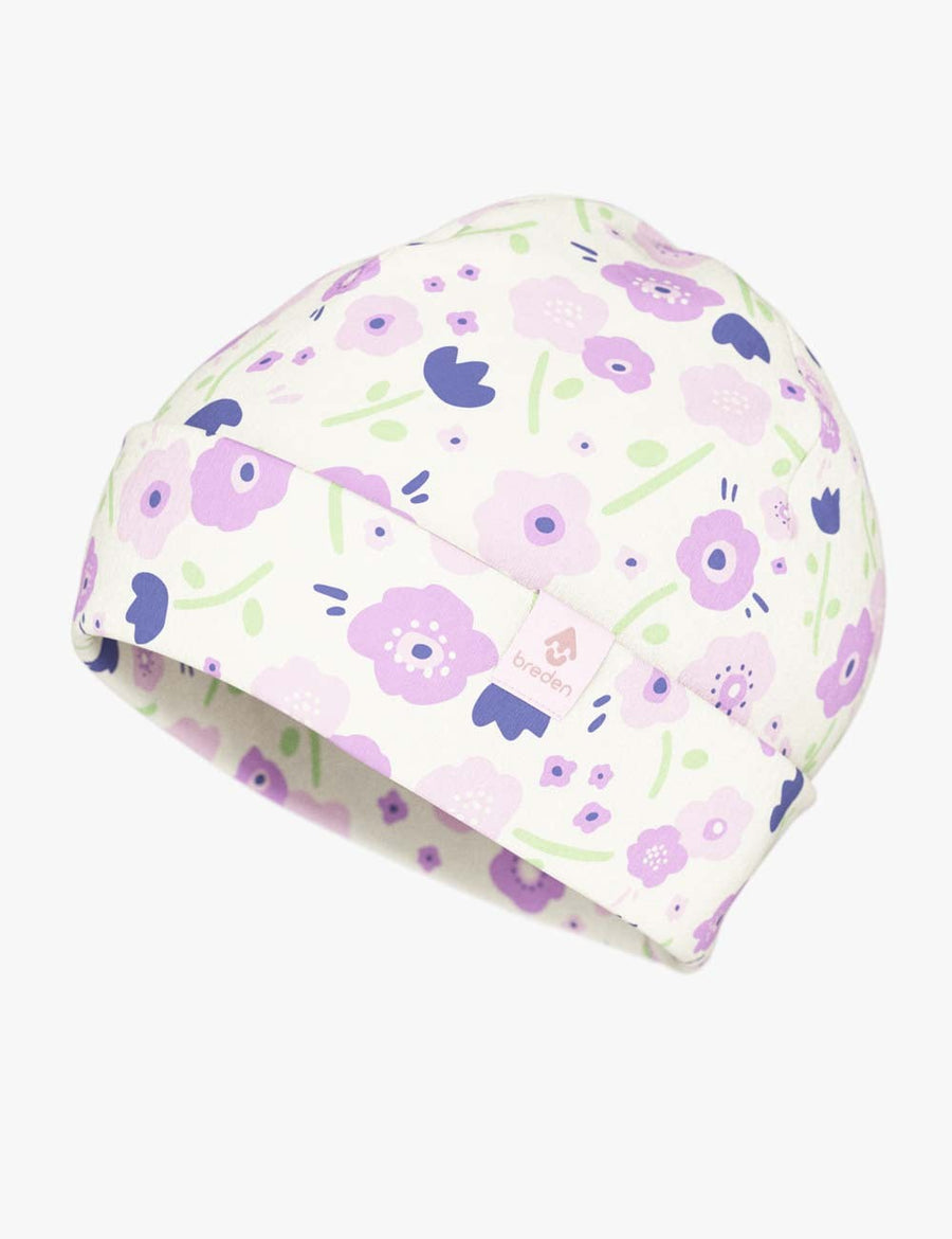 Kids Hat-Beanie for Autumn and Spring - Summer Flowers Pattern