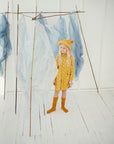 Kids Hat with Ears - Waves on Mustard
