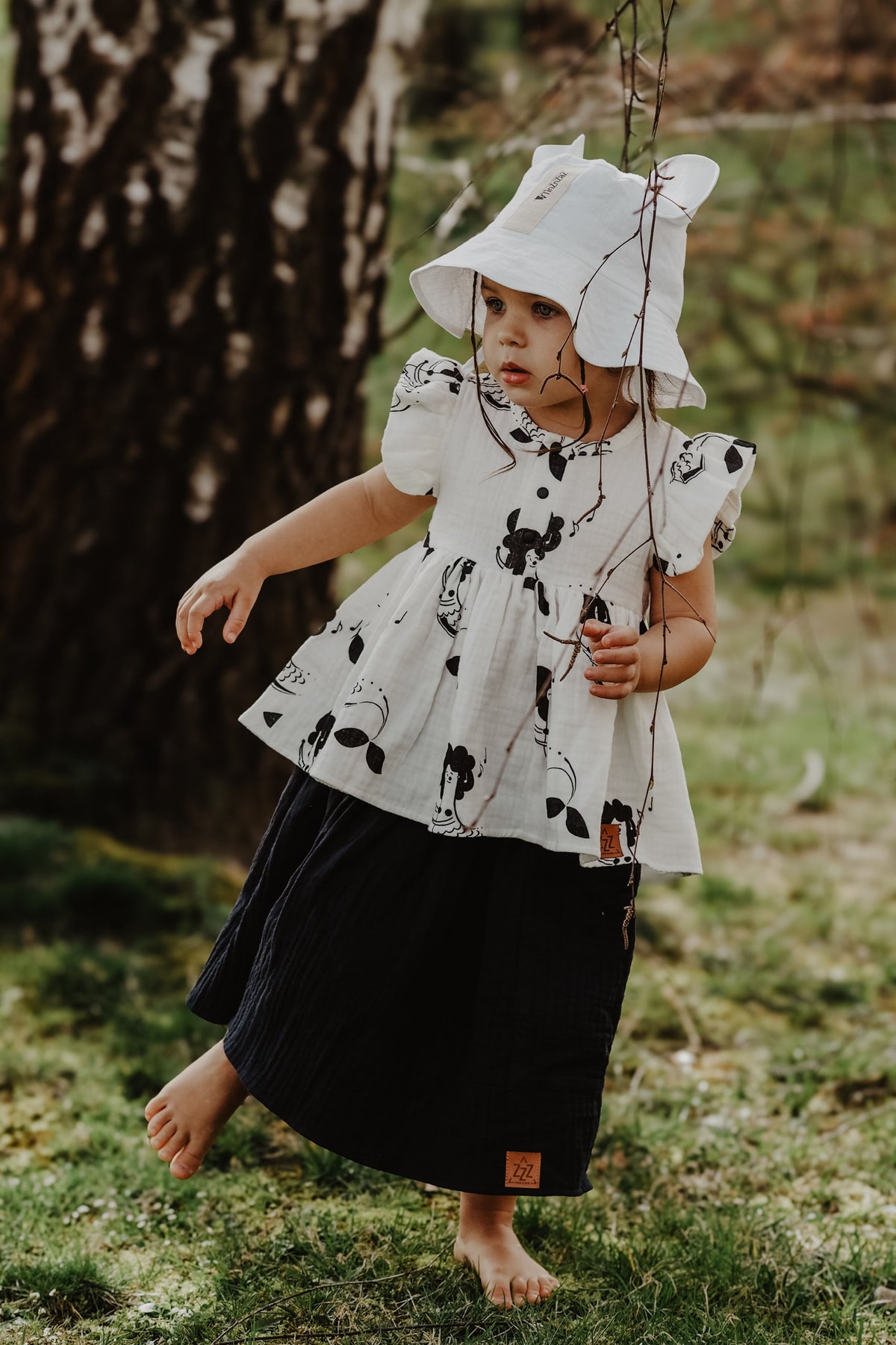 Kids Hat with Ears - White