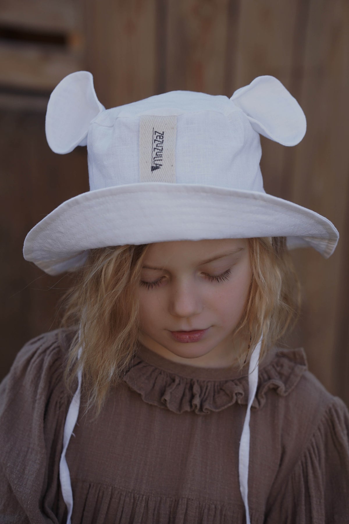 Kids Hat with Ears - White